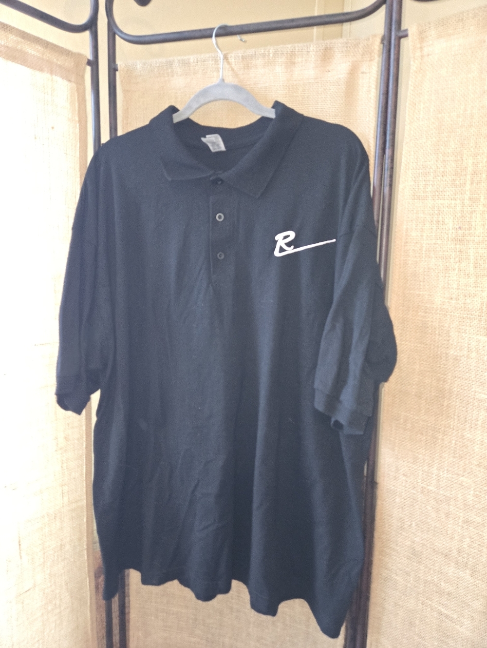Black Men’s Polo Shirt with Script R Logo Size 2XL